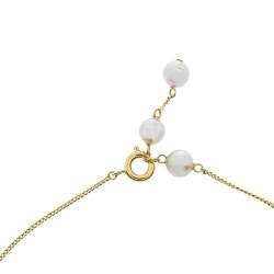Pre Owned Carolina Herrera Gold Tone Mother of Pearl CH Moon Necklace