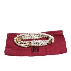 Pre Owned CH Carolina Herrera Faux Pearl Long Station Necklace