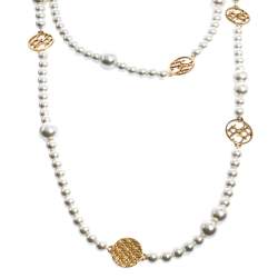 Pre Owned CH Carolina Herrera Faux Pearl Long Station Necklace