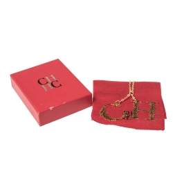 Pre Owned CH Carolina Herrera Gold Plated C for Carolina Necklace