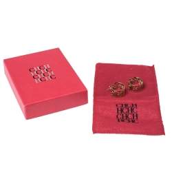 Pre Owned CH Carolina Herrera Gold Tone Filigree Hoop Earrings