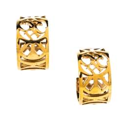 Pre Owned CH Carolina Herrera Gold Tone Filigree Hoop Earrings