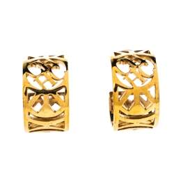 Pre Owned CH Carolina Herrera Gold Tone Filigree Hoop Earrings