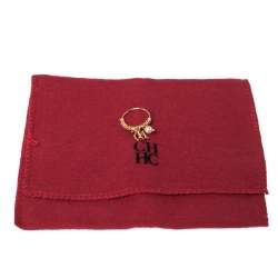 CH Carolina Herrera Gold Tone Logo Charms Ring Size EU 50.5