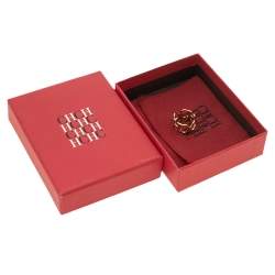 Pre Owned CH Carolina Herrera Logo Heart Gold Tone Band Ring