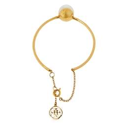 Pre Owned Carolina Herrera Faux Pearl Gold Tone Bracelet