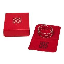 Pre Owned CH Carolina Herrera Silver Tone Between the Line Cuff Bracelet