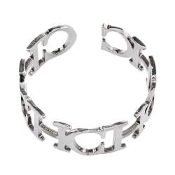 Pre Owned CH Carolina Herrera Silver Tone Between the Line Cuff Bracelet