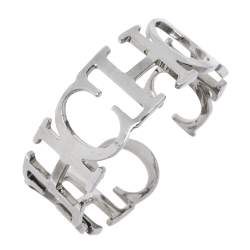 Pre Owned CH Carolina Herrera Silver Tone Between the Line Cuff Bracelet