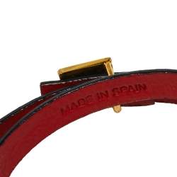 Pre Owned CH Carolina Herrera Black Leather Double Wrap Bracelet