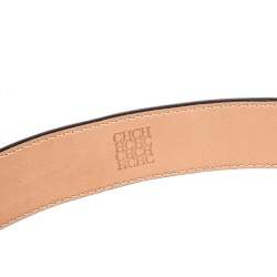 Pre Owned Carolina Herrera Black Leather CH Buckle Belt 95 CM