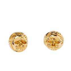 Pre Owned CH Carolina Herrera Gold Tone Textured Sphere Stud Earrings