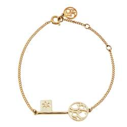 Pre Owned CH Carolina Herrera Las Llaves Gold Tone Bracelet 