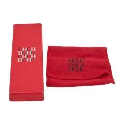 Pre Owned CH Carolina Herrera Logo Heart Charm Double Chain Bracelet