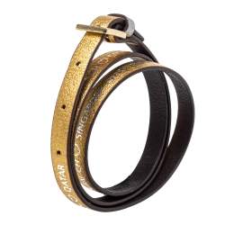 CH Carolina Herrera Gold Printed Leather Triple Wrap Bracelet