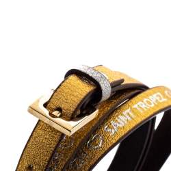CH Carolina Herrera Gold Printed Leather Triple Wrap Bracelet