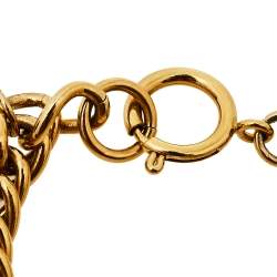 Pre Owned Carolina Herrera Enameled Russian Doll Charm Gold Tone Bracelet