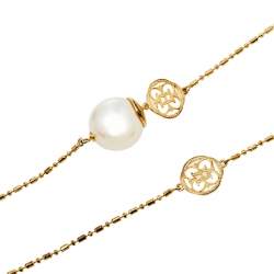 Pre Owned Carolina Herrera Gold Tone Faux Pearl Station Long Necklace