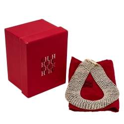 Pre Owned Carolina Herrera Gold Tone Crystal Mesh Band Necklace