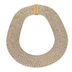 Pre Owned Carolina Herrera Gold Tone Crystal Mesh Band Necklace