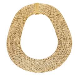 Pre Owned Carolina Herrera Gold Tone Crystal Mesh Band Necklace