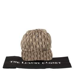 Pre Owned CH Carolina Herrera Beige Logo Canvas Baseball Cap M