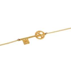Pre Owned Carolina Herrera Gold Tone Key Charm Bracelet