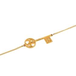Pre Owned Carolina Herrera Gold Tone Key Charm Bracelet