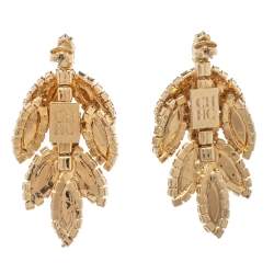 Pre Owned Carolina Herrera Crystal Gold Tone Chandelier Earrings