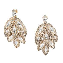 Pre Owned Carolina Herrera Crystal Gold Tone Chandelier Earrings