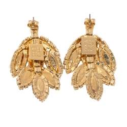 Pre Owned Carolina Herrera Crystal Gold Tone Chandelier Earrings