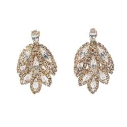 Pre Owned Carolina Herrera Crystal Gold Tone Chandelier Earrings