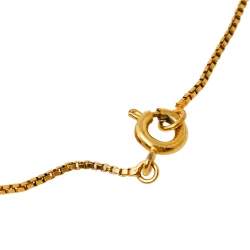 Pre Owned CH Carolina Herrera Vintage Gold Tone Lock & Key Pendant Chain Necklace