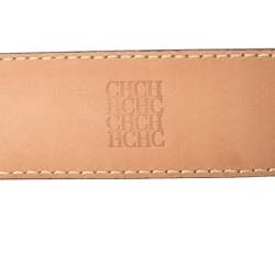 Pre Owned CH Carolina Herrera Brown Leather CH Logo Waist Belt 80CM