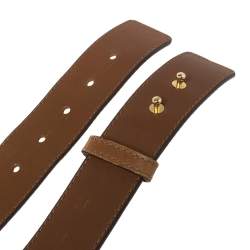 Pre Owned CH Carolina Herrera Brown Leather CH Logo Waist Belt 80CM