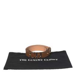 Pre Owned CH Carolina Herrera Brown Leather CH Logo Waist Belt 80CM