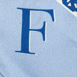 Pre Owned CH Carolina Herrera Blue Printed Silk Bandeau Scarf