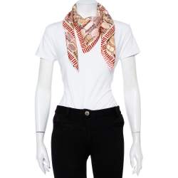 Pre Owned CH Carolina Herrera CH Scribble Print Silk Scarf 