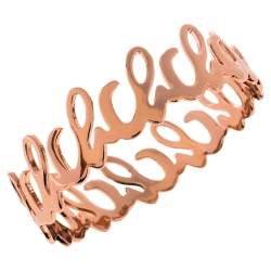 Pre Owned CH Carolina Herrera Rose Gold Tone Logo Bangle Bracelet 