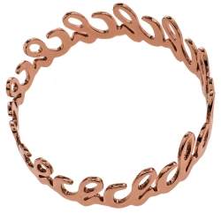 Pre Owned CH Carolina Herrera Rose Gold Tone Logo Bangle Bracelet 