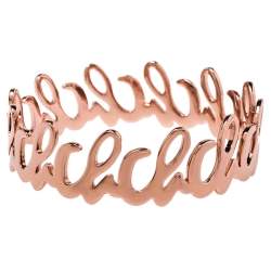 Pre Owned CH Carolina Herrera Rose Gold Tone Logo Bangle Bracelet 
