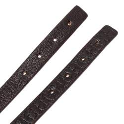 Pre Owned CH Carolina Herrera Dark Brown Monogram Leather Wrap Bracelet Set