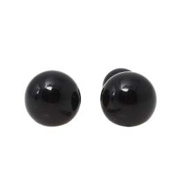 Pre Owned CH Carolina Herrera Black Enamel Gold Tone Stud Earrings