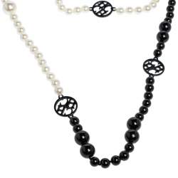 Pre Owned CH Carolina Herrera Bicolor Beaded Long Station Necklace