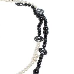 Pre Owned CH Carolina Herrera Bicolor Beaded Long Station Necklace