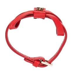 Pre Owned CH Carolina Herrera Red Leather Ribbon Bracelet