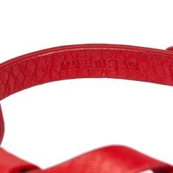 Pre Owned CH Carolina Herrera Red Leather Ribbon Bracelet