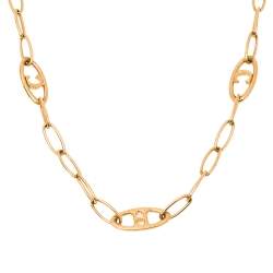 Pre Owned CH Carolina Herrera Logo Gold Tone Chain Link Necklace