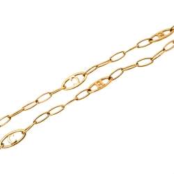 Pre Owned CH Carolina Herrera Logo Gold Tone Chain Link Necklace