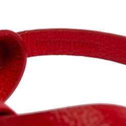 Pre Owned CH Carolina Herrera Red/Beige Monogram Canvas and Leather Ribbon Bracelet